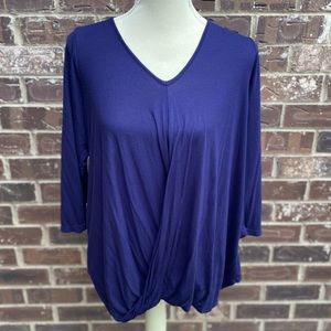 Lane Bryant 100% Micromodal Soft Navy Blue Loose Wrap Top | Size 18/20